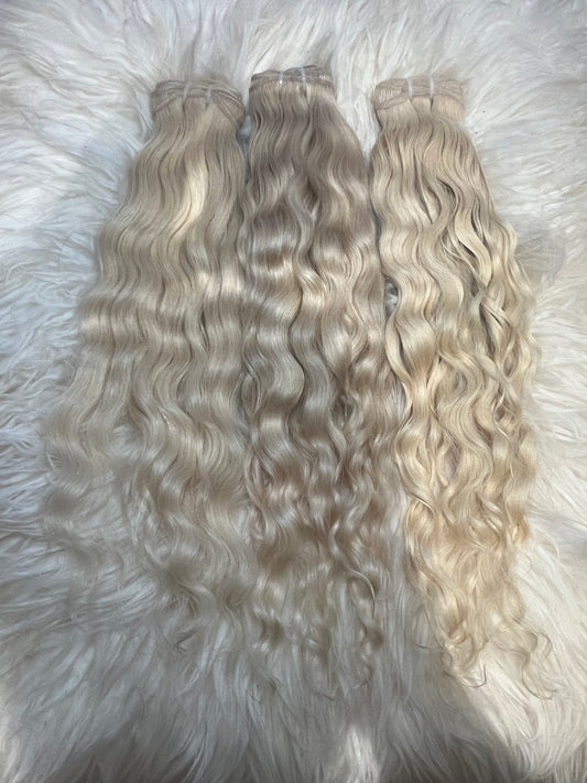 RAW Indian Blonde Curly bundles, frontals and closures