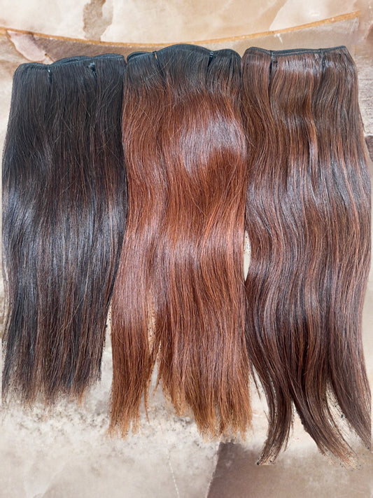 RAW Cambodian straight brown/red ombré bundles